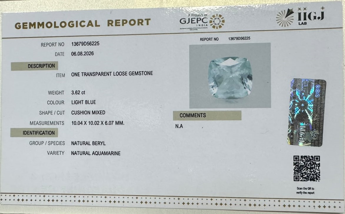 AQUAMARINE 3.62 Ct.