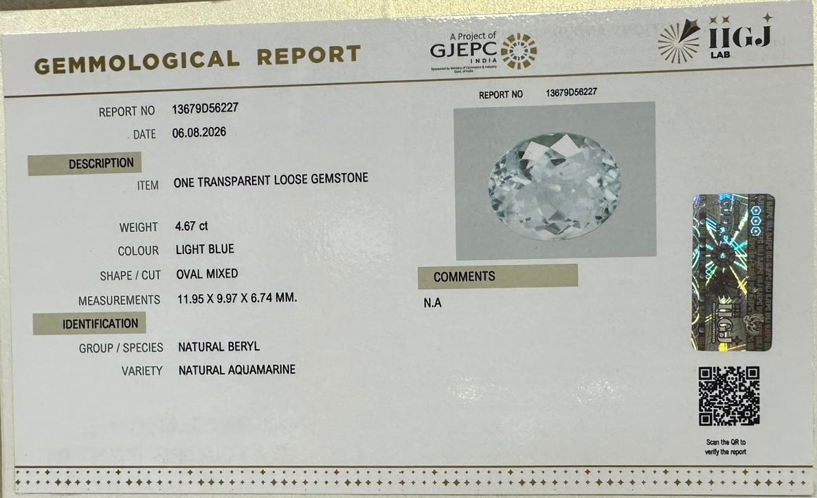 AQUAMARINE 4.67 Ct.