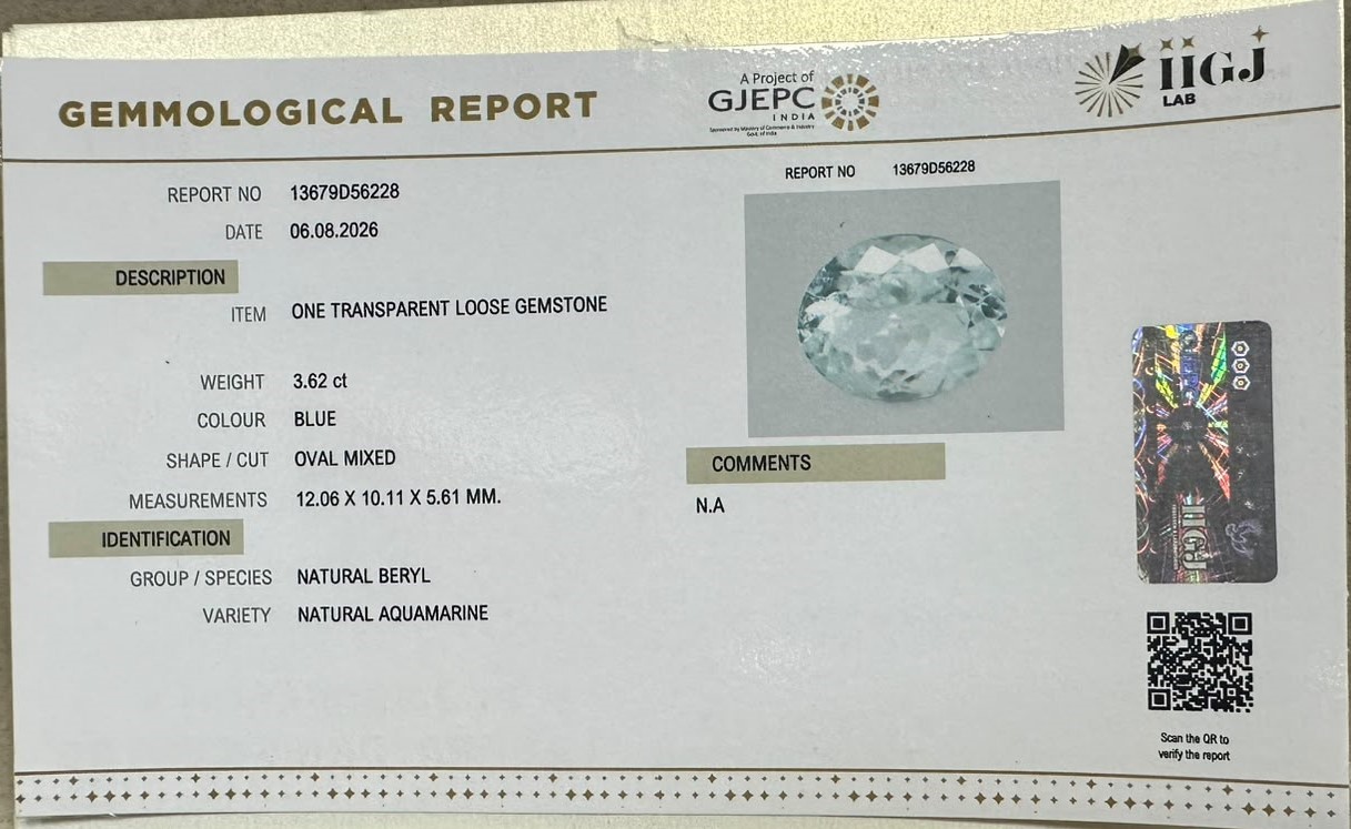 AQUAMARINE 3.62 Ct. AQUAMARINE 3.62 Ct.