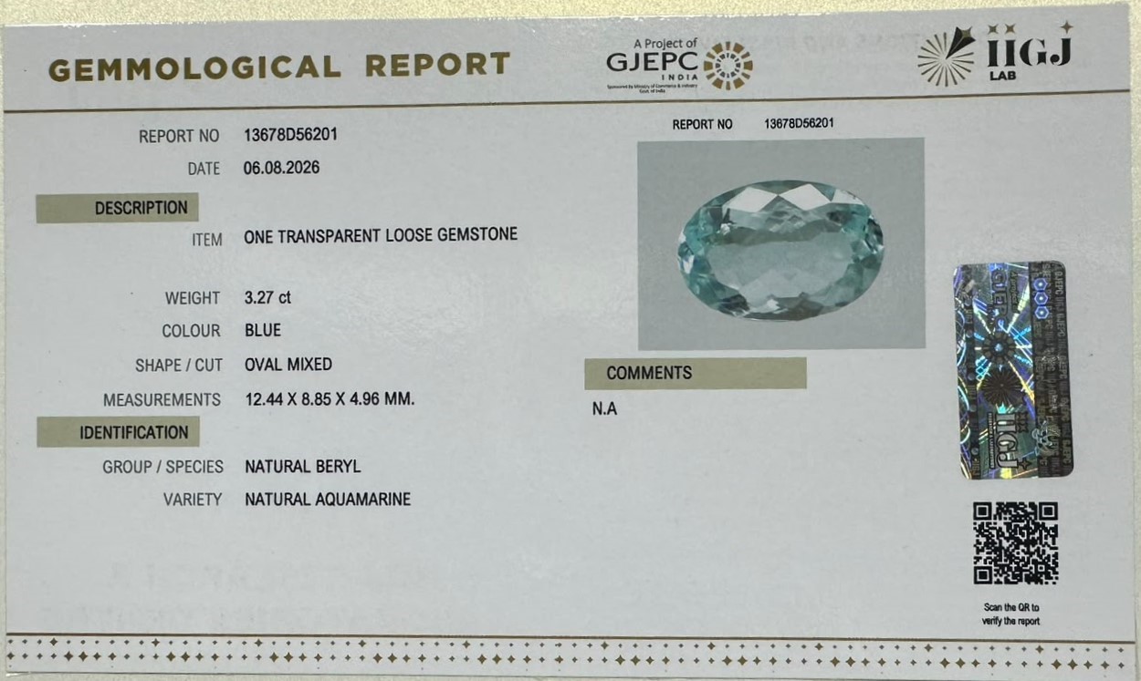 AQUAMARINE 3.27 Ct. AQUAMARINE 3.27 Ct.