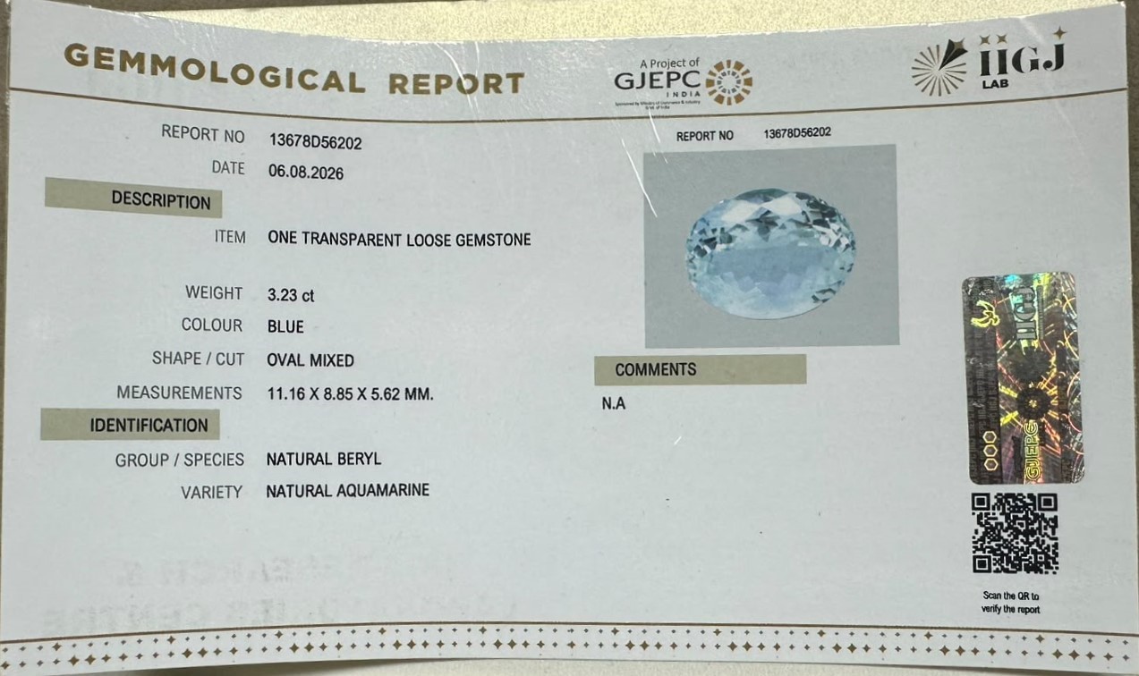 AQUAMARINE 3.23 Ct. AQUAMARINE 3.23 Ct.