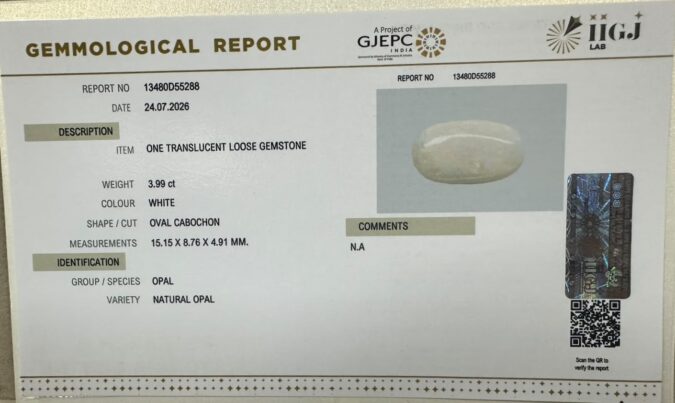 OPAL 3.99 Ct. OPAL 3.99 Ct.
