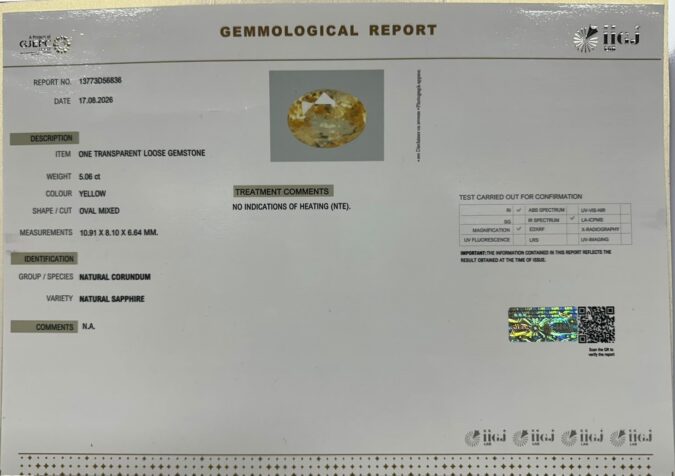 YELLOW SAPPHIRE 5.06 Ct. YELLOW SAPPHIRE 5.06 Ct.