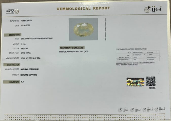 YELLOW SAPPHIRE 3.25 Ct.
