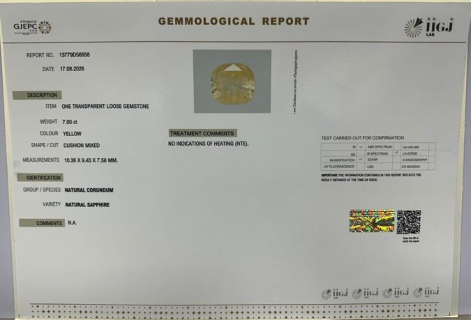 YELLOW SAPPHIRE 7 Ct. YELLOW SAPPHIRE 7 Ct.