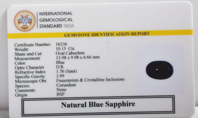 BLUE SAPPHIRE 10.15 Ct.