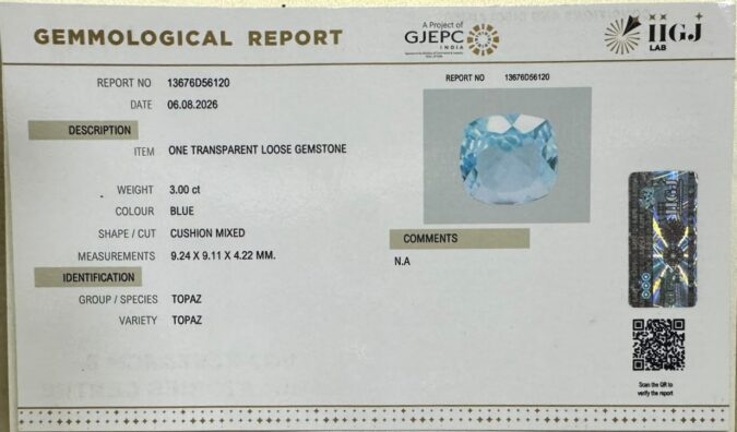 BLUE TOPAZ 3 Ct.