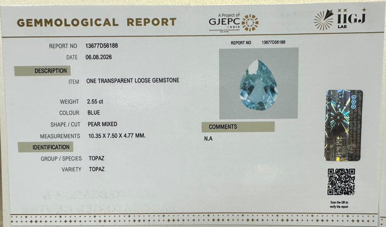BLUE TOPAZ 2.55 Ct. BLUE TOPAZ 2.55 Ct.
