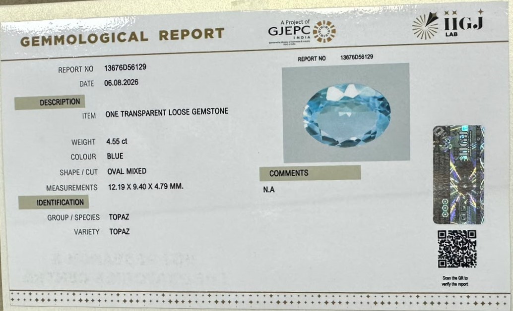 BLUE TOPAZ 4.55 Ct. BLUE TOPAZ 4.55 Ct.