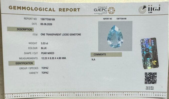 BLUE TOPAZ 3.53 Ct. BLUE TOPAZ 3.53 Ct.