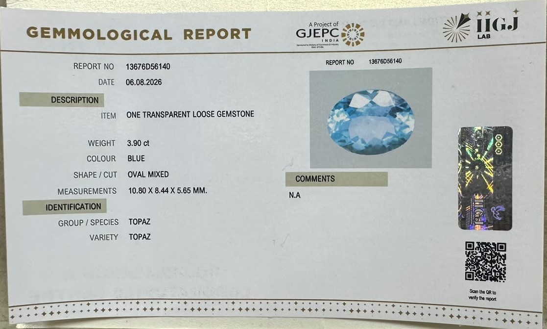 BLUE TOPAZ 3.9 Ct.