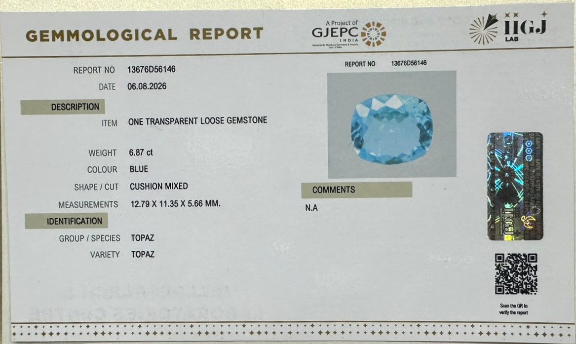 BLUE TOPAZ 6.87 Ct.