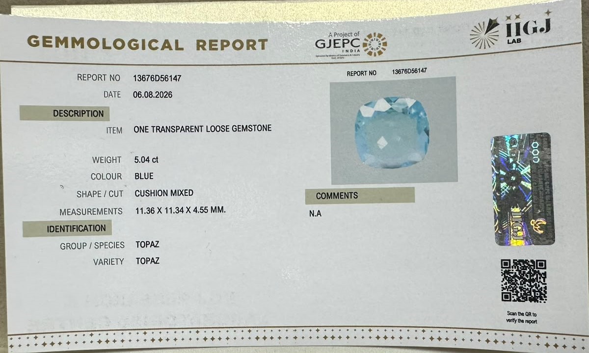 BLUE TOPAZ 5.04 Ct. BLUE TOPAZ 5.04 Ct.