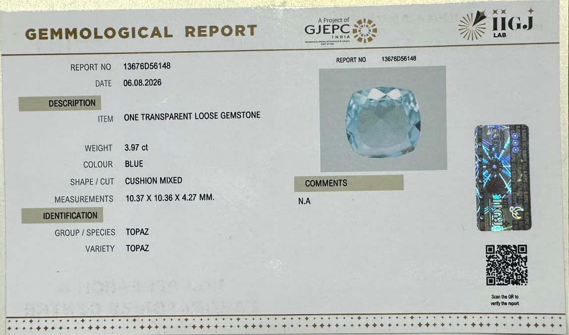 BLUE TOPAZ 3.97 Ct. BLUE TOPAZ 3.97 Ct.