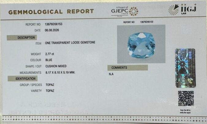 BLUE TOPAZ 2.77 Ct. BLUE TOPAZ 2.77 Ct.