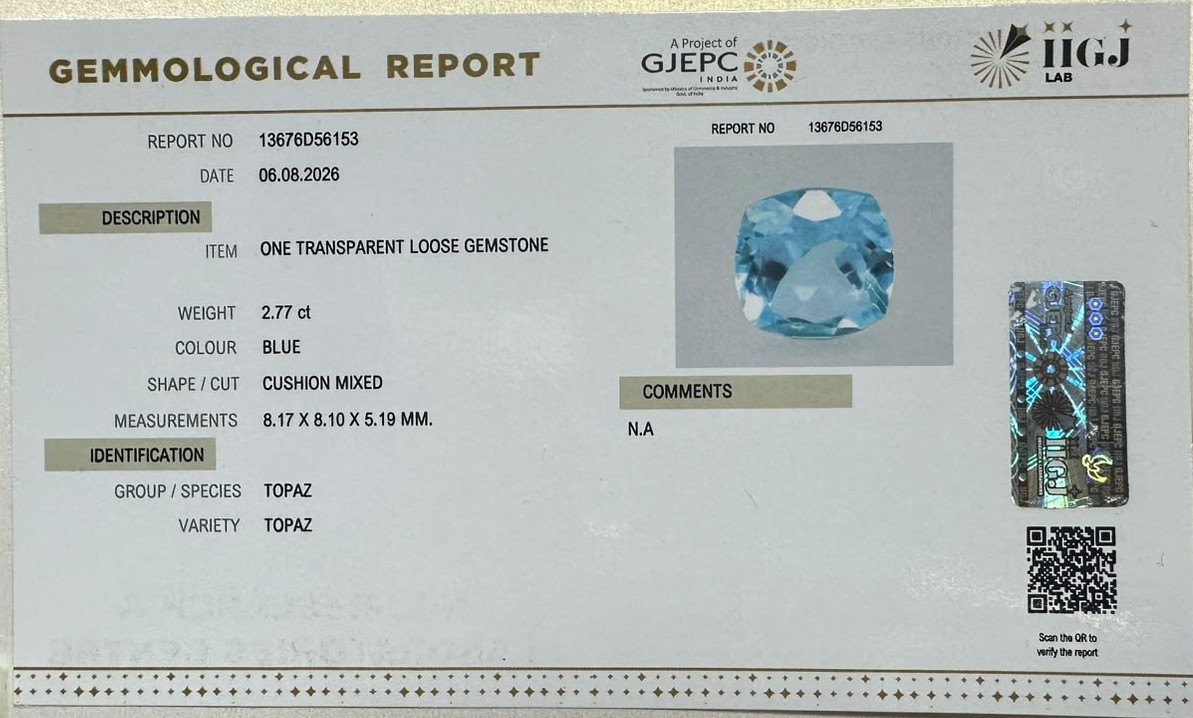 BLUE TOPAZ 2.77 Ct. BLUE TOPAZ 2.77 Ct.