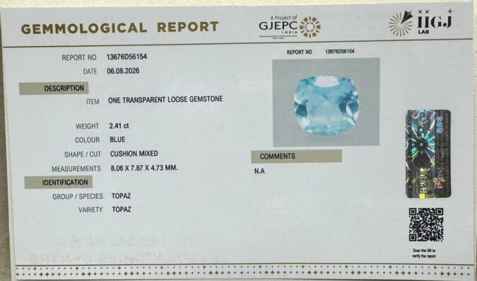 BLUE TOPAZ 2.41 Ct. BLUE TOPAZ 2.41 Ct.