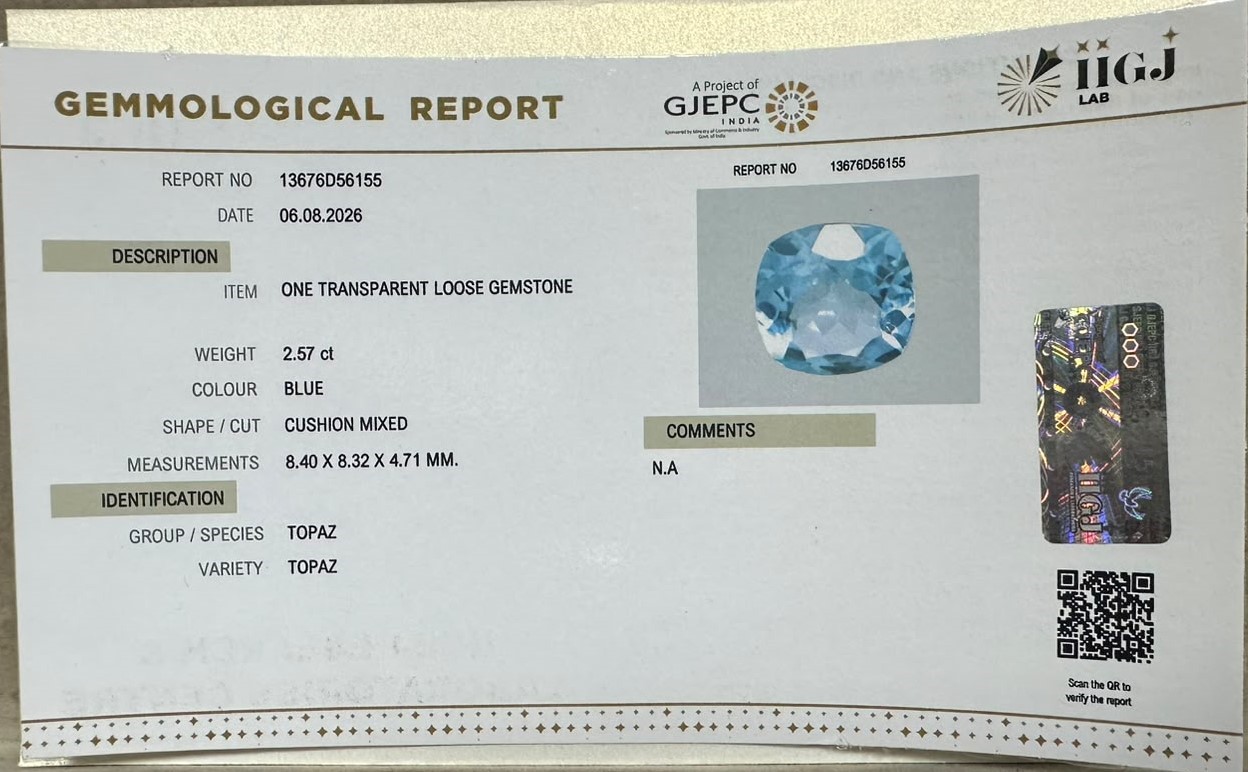 BLUE TOPAZ 2.57 Ct. BLUE TOPAZ 2.57 Ct.