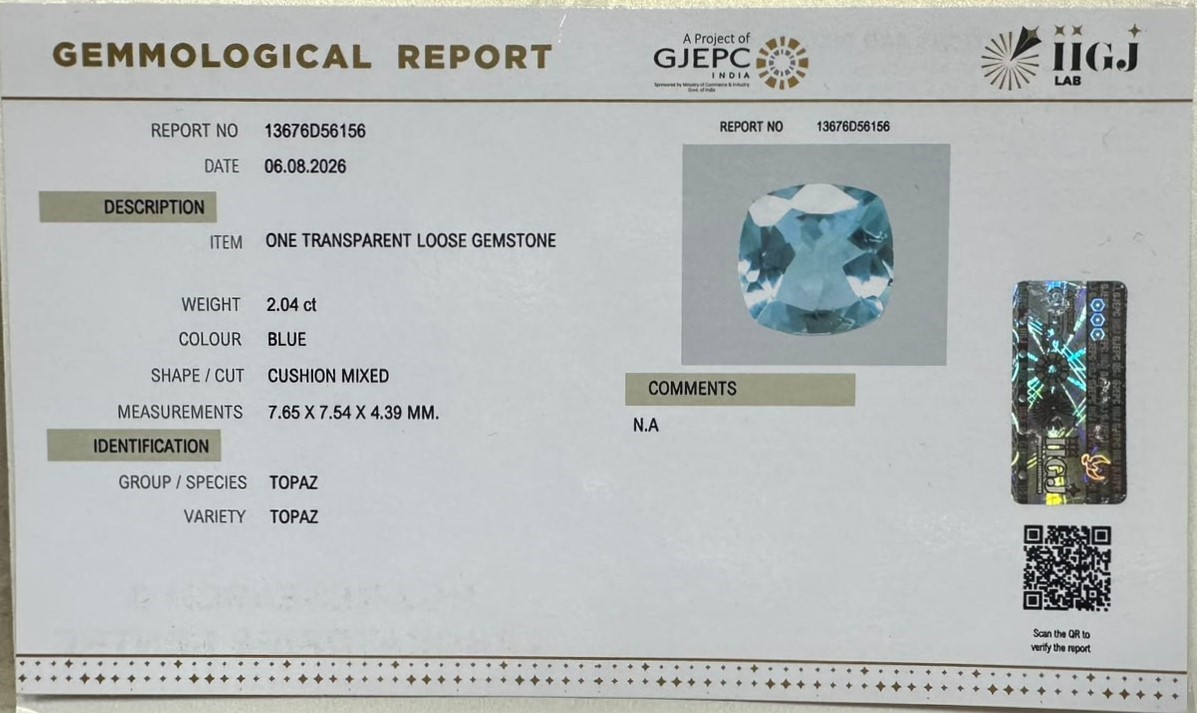 BLUE TOPAZ 2.04 Ct. BLUE TOPAZ 2.04 Ct.