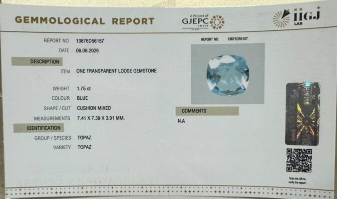 BLUE TOPAZ 1.75 Ct. BLUE TOPAZ 1.75 Ct.