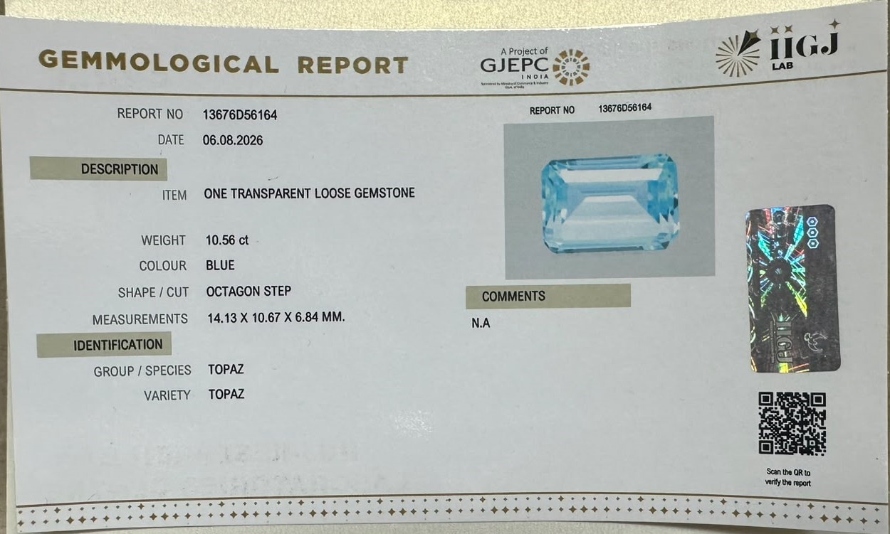 BLUE TOPAZ 10.56 Ct. BLUE TOPAZ 10.56 Ct.