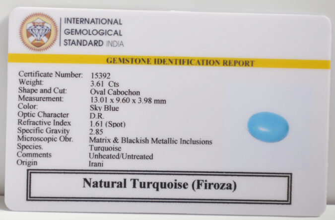 TURQUOISE 3.61 Ct. TURQUOISE 3.61 Ct.
