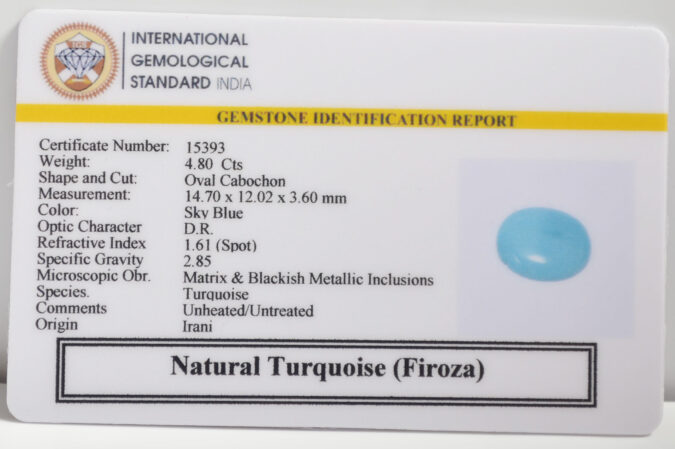 TURQUOISE 4.8 Ct. TURQUOISE 4.8 Ct.