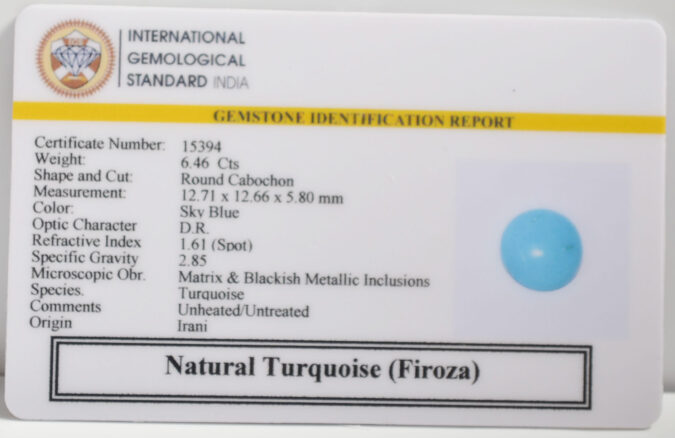 TURQUOISE 6.46 Ct. TURQUOISE 6.46 Ct.